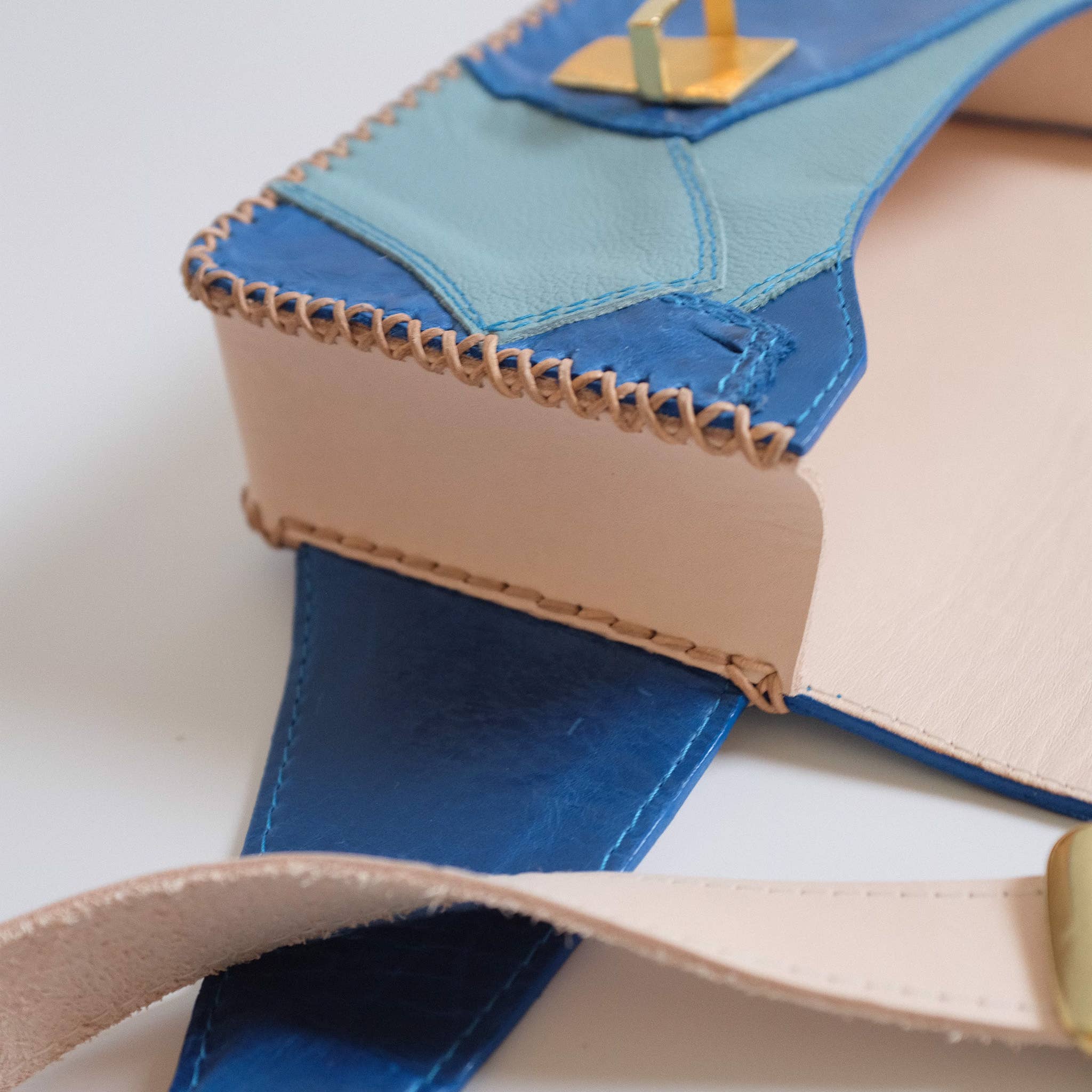 Blues Leather Patchwork Sling Bag for wholesale on Faire5