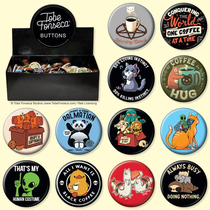 Ata-Boy - Wholesale Lapel Pin/Button - T. Fonseca 144 Piece Button Assortment 1