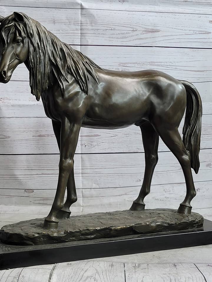 Bronze Metal Horse Mare Equestrian Decor Sculpture Statue Figure by PJ Mene on Marble Base for wholesale by Bronzhaus