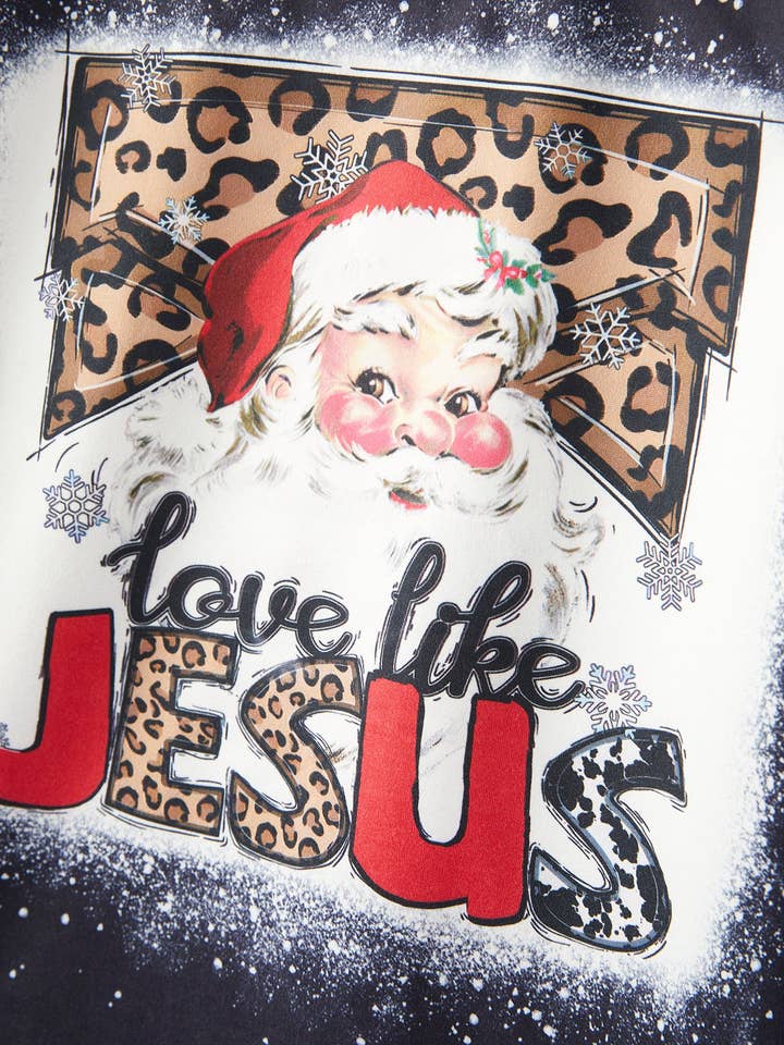 Rylee Faith Designs - Wholesale Top & Pant Set - Kids - Girls Christmas "JESUS" Print Leopard Outfits Set