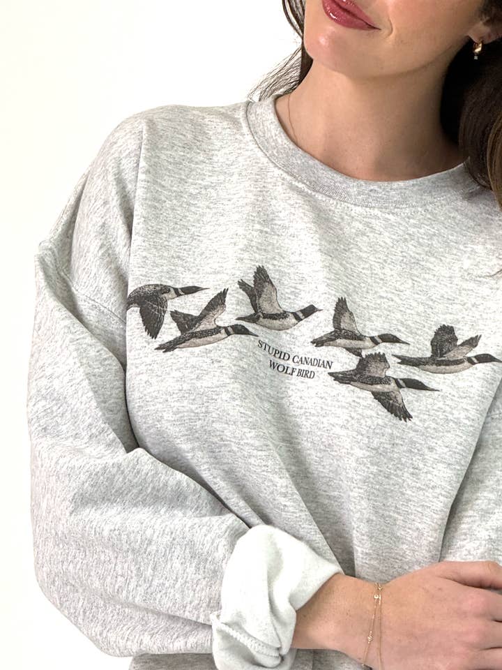 Stupid Canadian Wolf Bird Sweat for wholesale by Girl Tribe Co