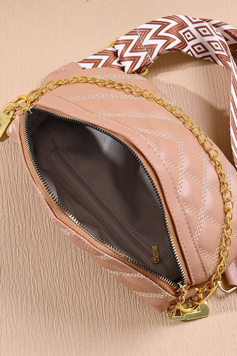 42POPS - Wholesale Crossbody Bag - Women's - ,,,..._ SI-27449 Quilted Vegan Leather Crossbody Bum Bag4