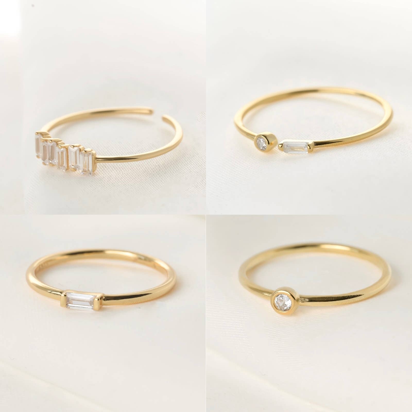 Blueyejewelry - Vente Anneau/bague à empiler - Bagues en argent 925 et diamants - Bague avec lunette - Bague baguette6