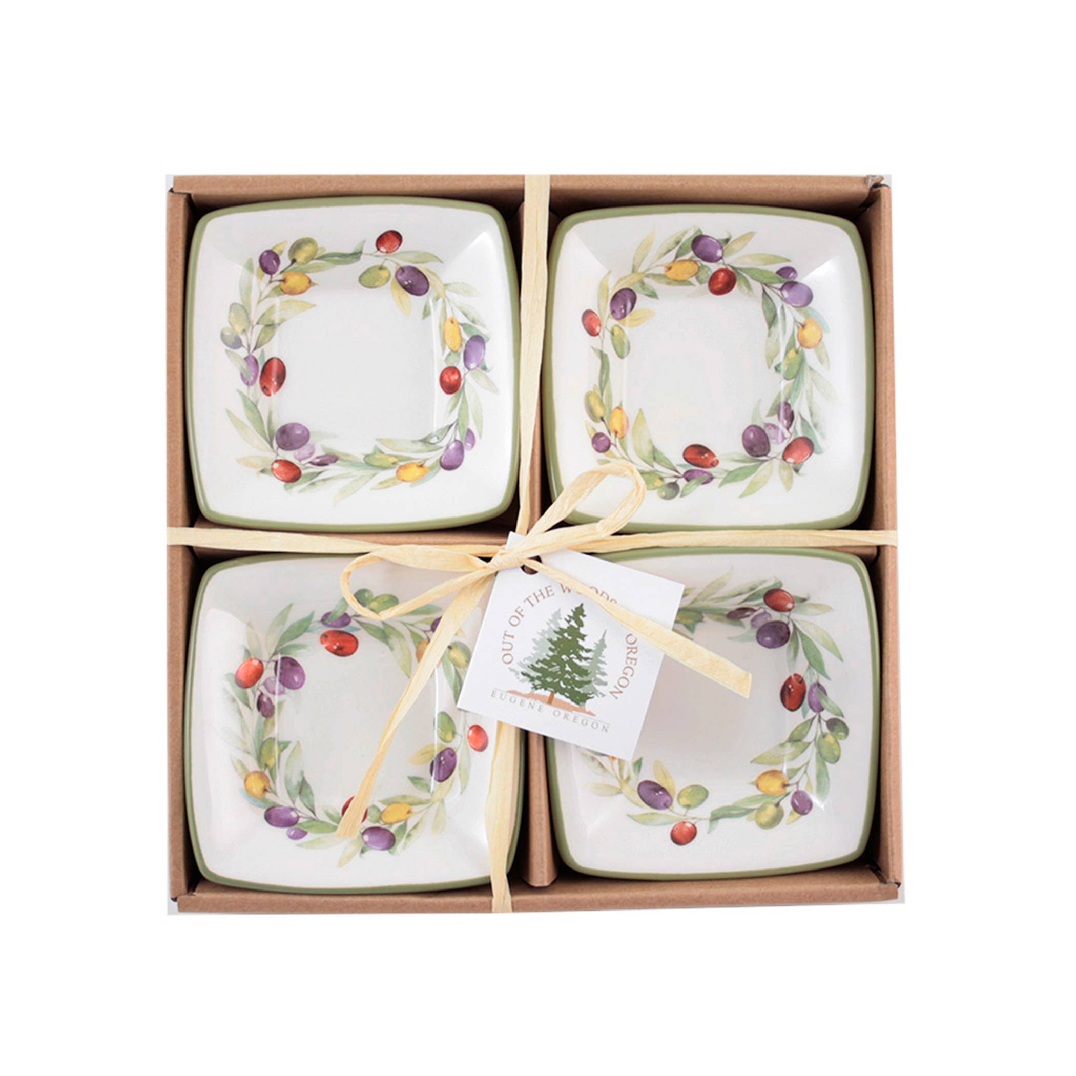 Out of the Woods of Oregon - Vente Bol - Ensemble de 4 petits bols carrés - Autocollants0