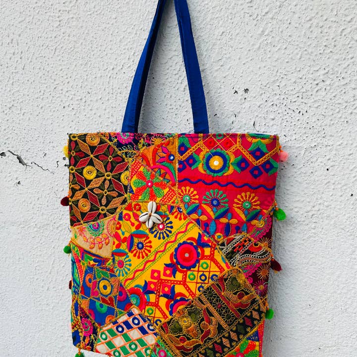 Meghcraft - Venta al por mayor Bolsa de asa- Mujer - Bolso de Parches Bordados Indio Bolso de Mano para Mujer Bolsos Boho