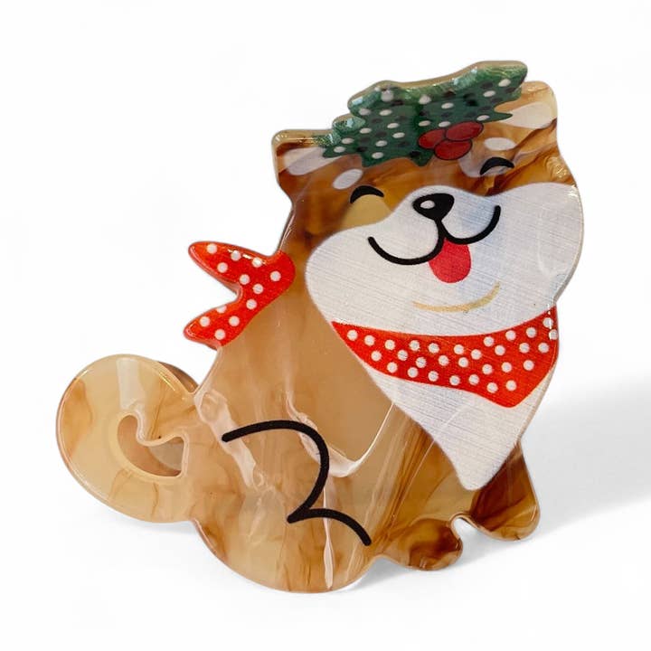 Happy Christmas Dog Claw Clip in Brown
for wholesale by Last True Angel