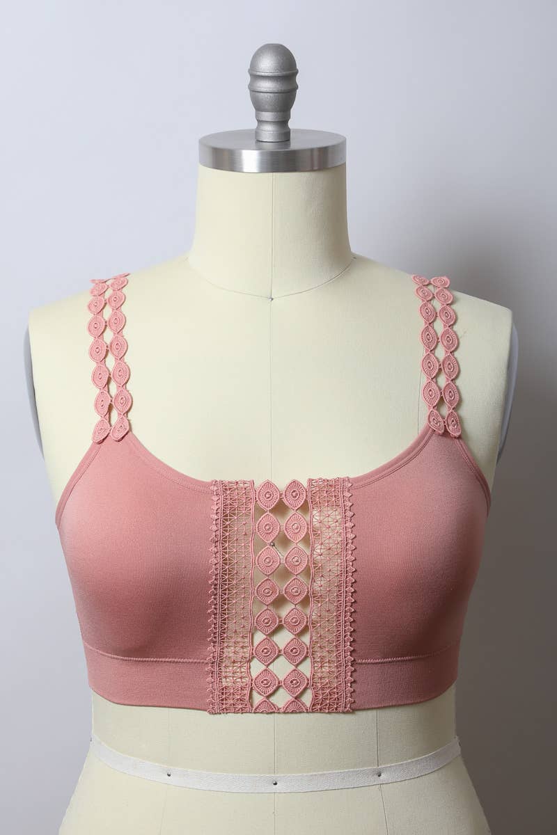 Leto Accessories - Wholesale Bralette - Women's - Boho Eye Lace Applique Bralette Plus Size2