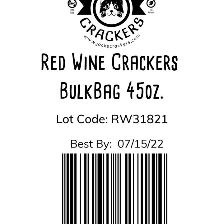 Jack's Crackers, LLC - Wholesale Crackers - Red Wine 45 oz Bulk Bag