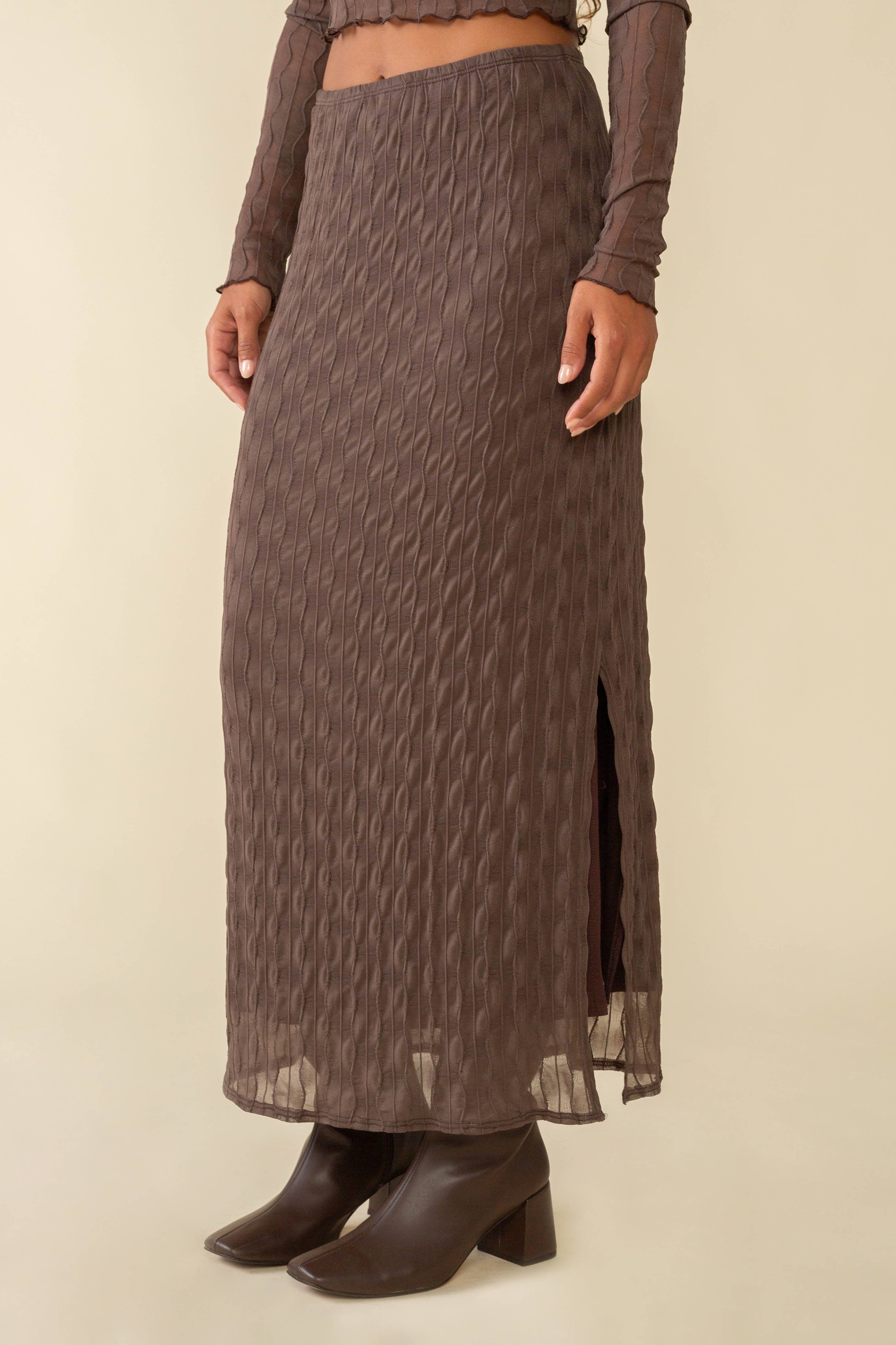 NLT – wholesale Skirt – Women’s – Abra Jacquard Mesh Skirt | Wavy Maxi3