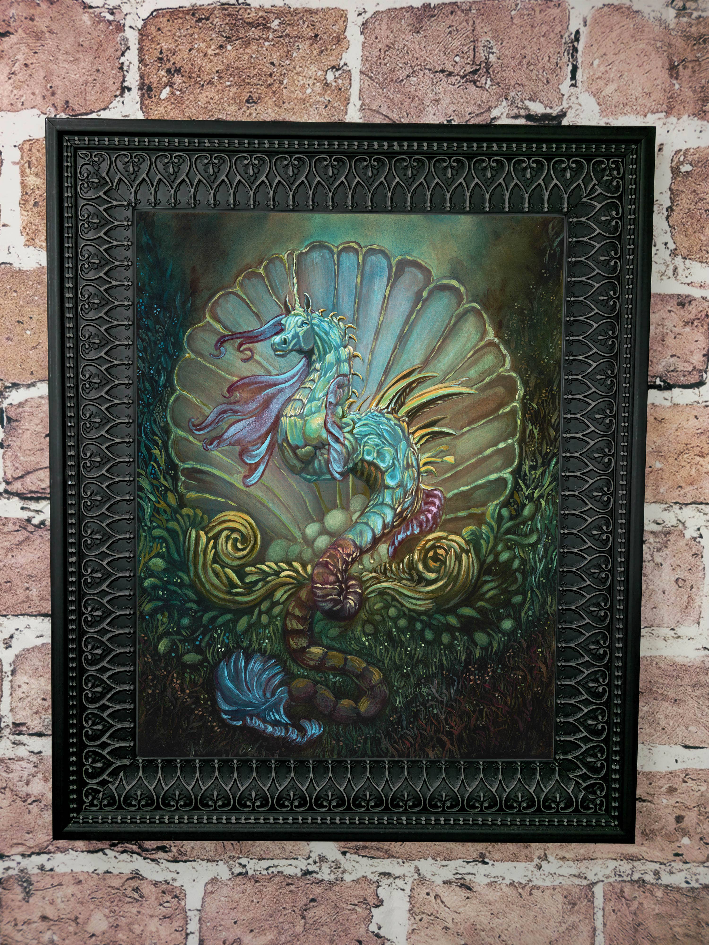 Wings of Fantasy – Impressão artística por atacado – Impressão de arte de fantasia. Hipocampo de Poseidon. Unicórnio Seahorse. Criatura do Mar. Criatura Mítica. Mitologia grega1