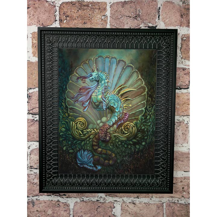 Wings of Fantasy – Impressão artística por atacado – Impressão de arte de fantasia. Hipocampo de Poseidon. Unicórnio Seahorse. Criatura do Mar. Criatura Mítica. Mitologia grega1