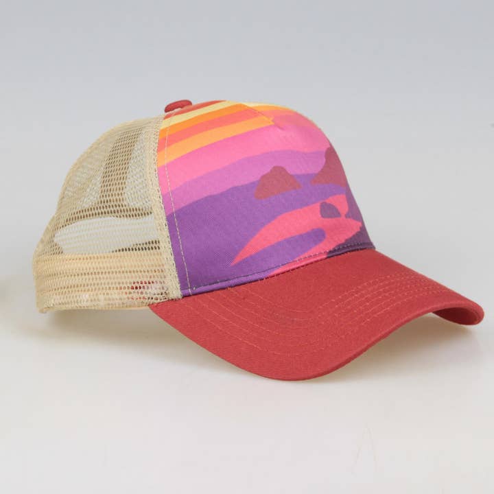 Big Sur Sunset Adult Trucker Hat for wholesale by Wild Child Hat Co
