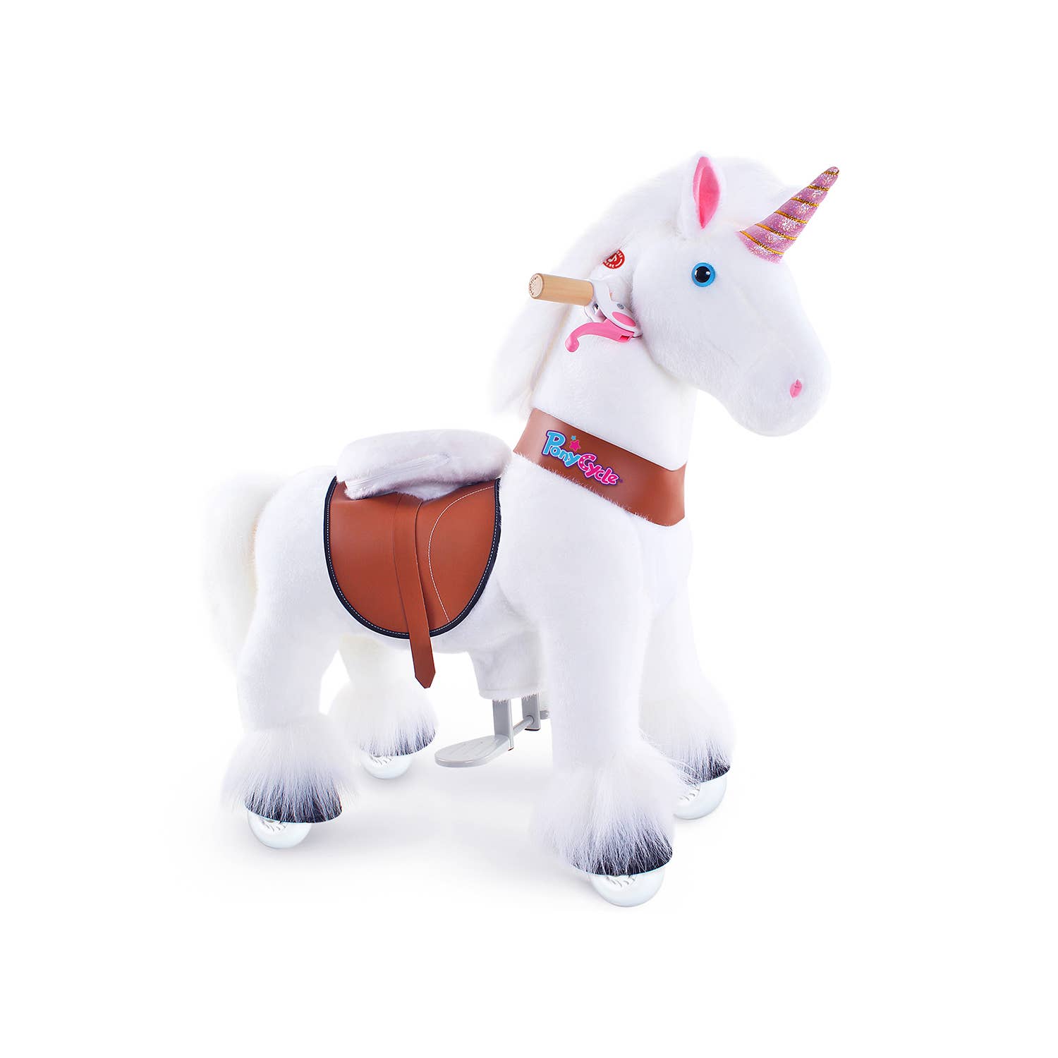 PonyCycle - Vente Cheval à bascule – enfant - PonyCycle Cheval à Bascule Licorne Blanche | Jouet à Chevaucher en Peluche0
