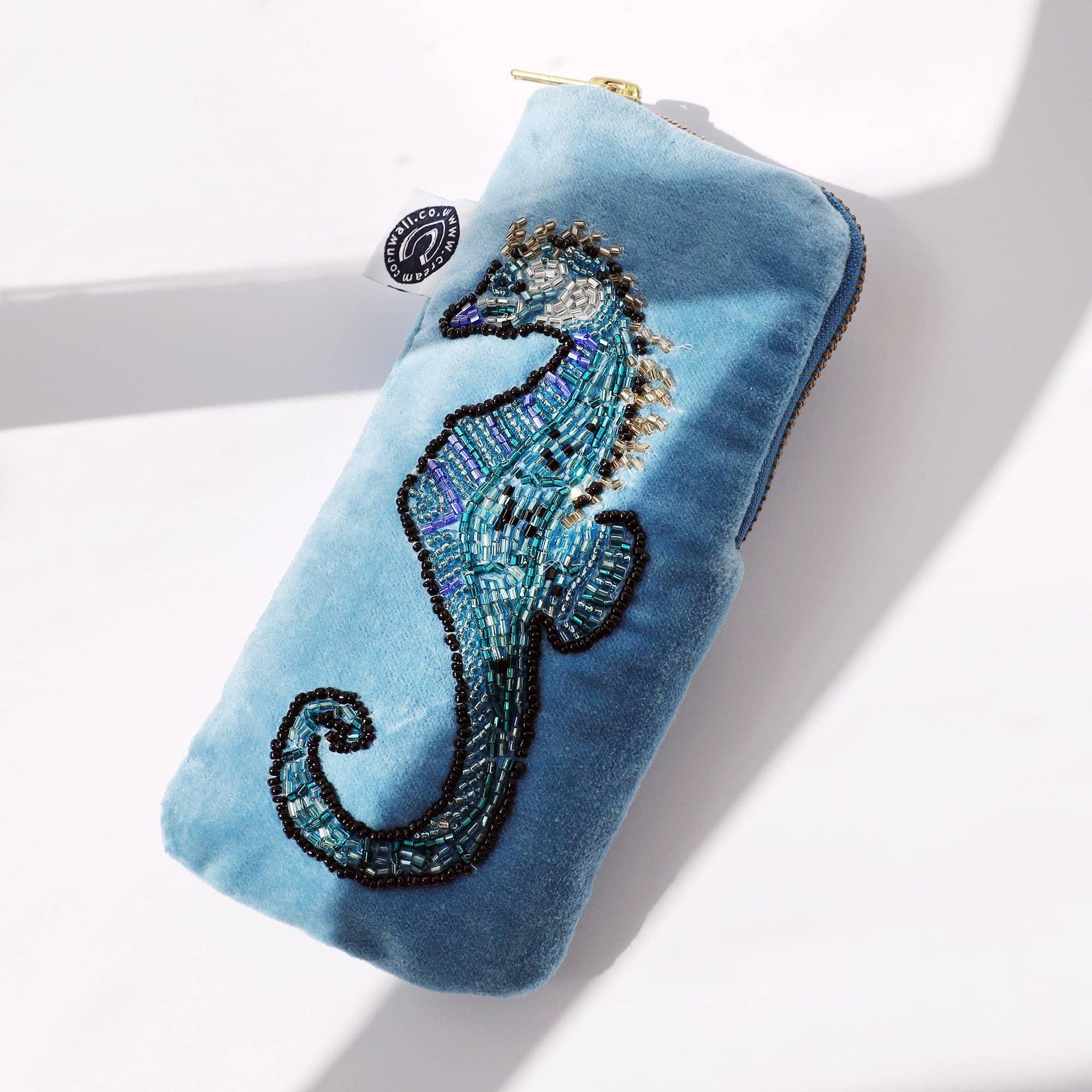 Cream Cornwall - Wholesale Eyewear Cases & Holders - Women's - Velvet Beaded Seahorse Glasses Case1