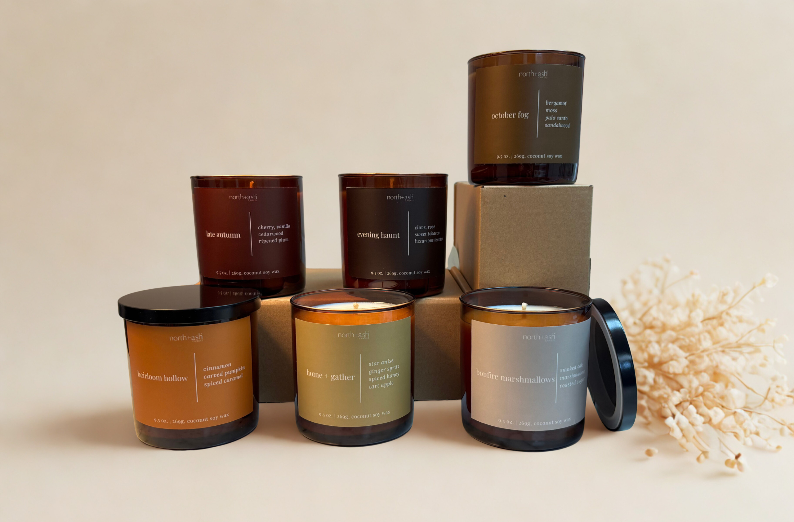 North + Ash Candles - Wholesale Jar/Filled Candle - Late Autumn | Cherry, Vanilla, Cedarwood, Ripened Plum1