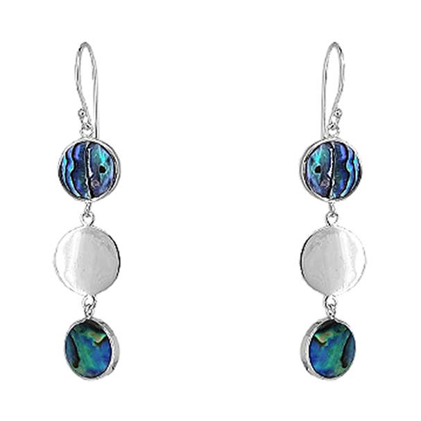 Sterling Silver & Paua Shell Three Circle Dangle for wholesale by SITA