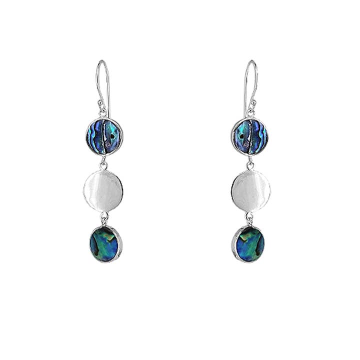 Sterlingsilber & Paua-Muschel Drei-Kreis-Ohrringe für den Großhandel von SITA