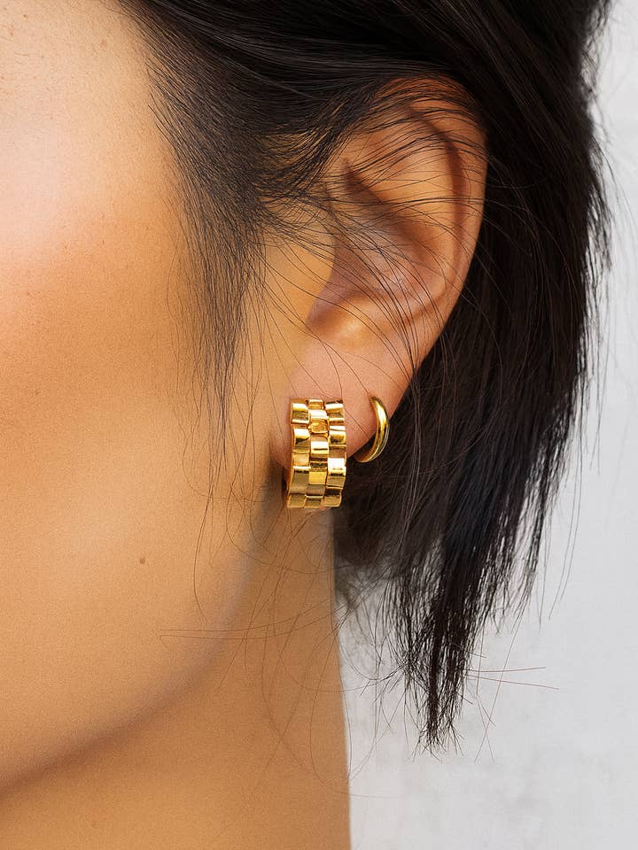 Lex Huggie Hoops - 18K Gold Plated or Stainless Steel for wholesale by Peter and June