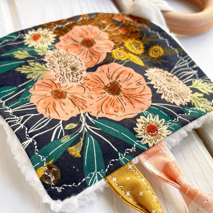 The Bird & Elephant - Wholesale Teether (Not Clip-On) - Baby - Moon Forest Floral Crinkle Teething Toy Ribbon Tags3