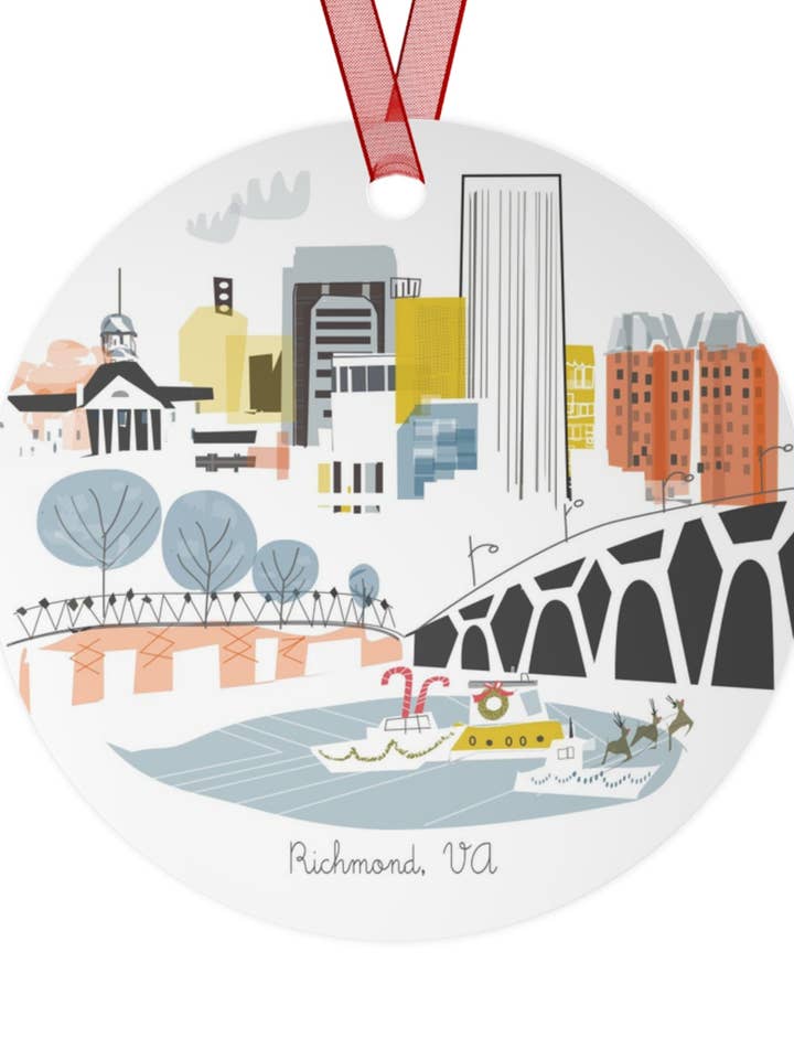 Richmond, VA Ornamento de Metal da Cidade | opção personalizada disponível (Cópia) por atacado de Albie Designs