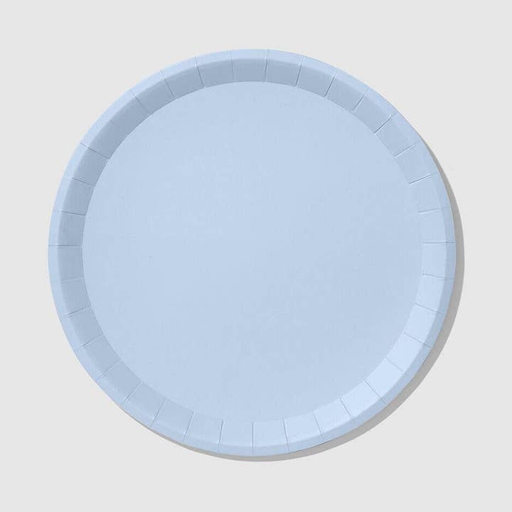 Pale Blue Large Paper Party Plates (10 per Pack) for wholesale by Coterie Party Supplies
