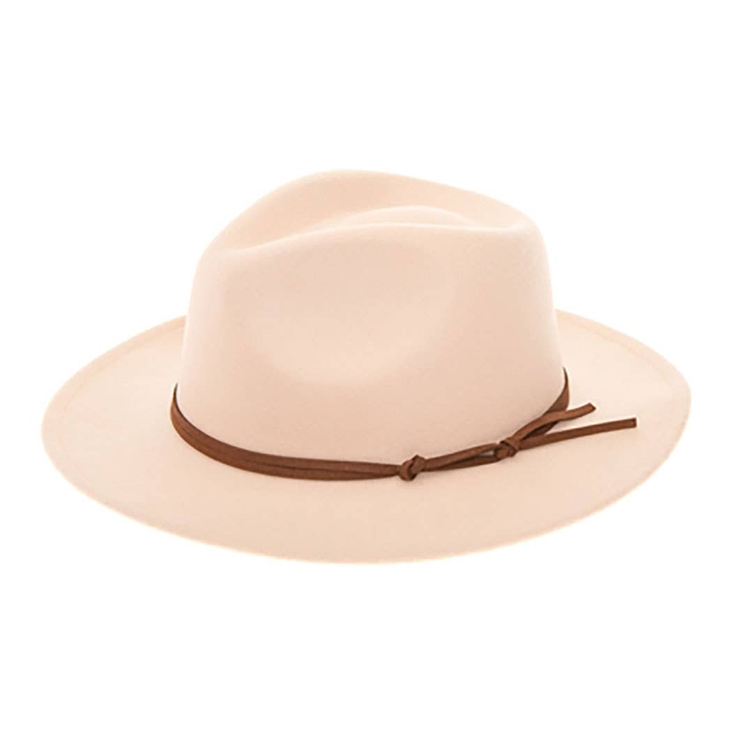 AdornWise – Fedora - Mulher por atacado – Chapéu Fedora de Feltro Vegan com Faixa de Camurça com Nó8