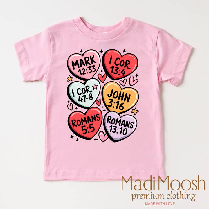 Madi Moosh - Vente T-shirt sérigraphié – enfant - T-shirt de la Saint-Valentin avec verset biblique - Tee-shirt chrétien de la Saint-Valentin2