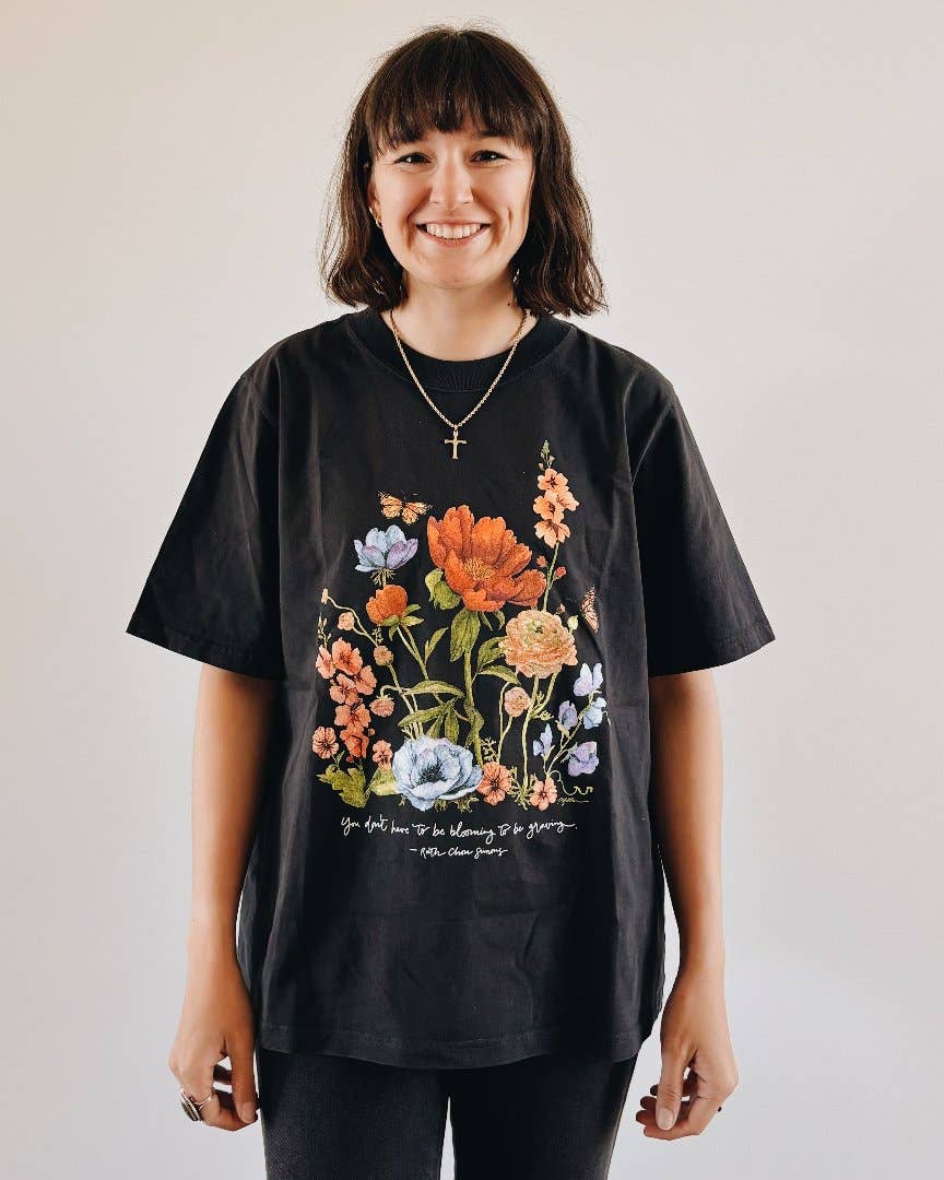 GraceLaced by Ruth Chou Simons - Wholesale Screen Printed T-Shirt - Women's - You Don’t Have To Be Blooming To Be Growing T-Shirt4