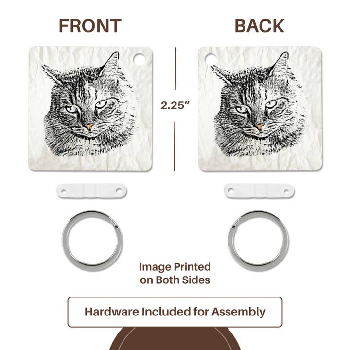 3dRose - Wholesale Keychain - Unisex - 3dRose, Black And White Sketch Of Maine Coon Cat, With Pink Nose, Key Chain4