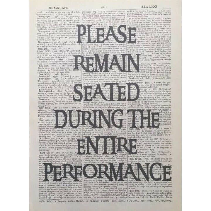 Citação de arte de parede de dicionário de banheiro permaneça sentado - Humor Art por atacado de Parksmoonprints