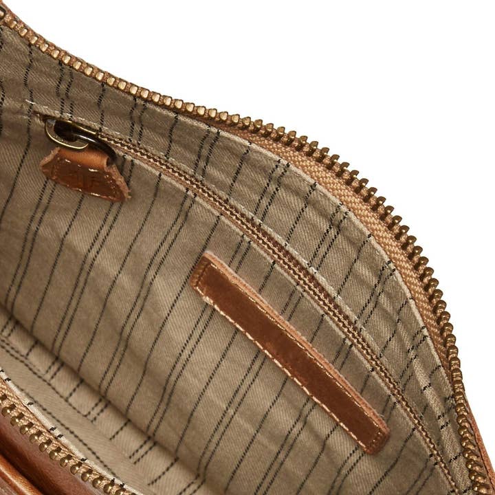 Brown Tuzech Leather Swing Pack Zip Crossbody Bag With Big Pocket Gift for Women Full Grain Campus Bag Weekender Bag for wholesale on Faire3