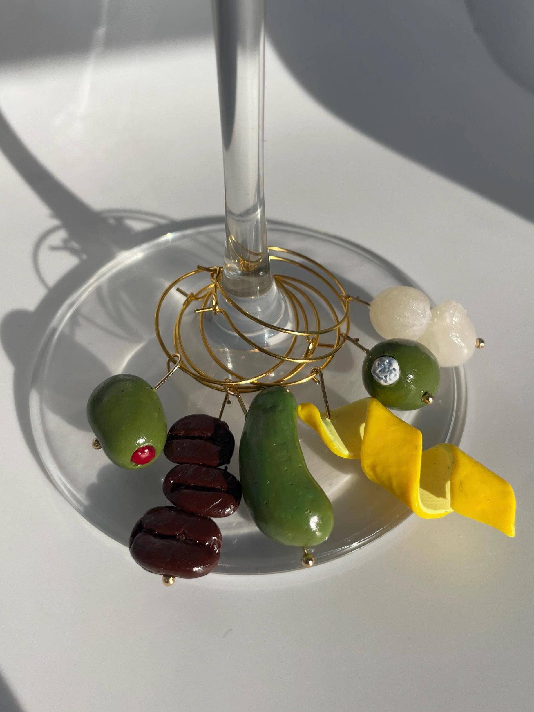 Brine & Fare - Wholesale Wine Charm - Handmade Polymer Clay Martini Garnish Wine Charms0