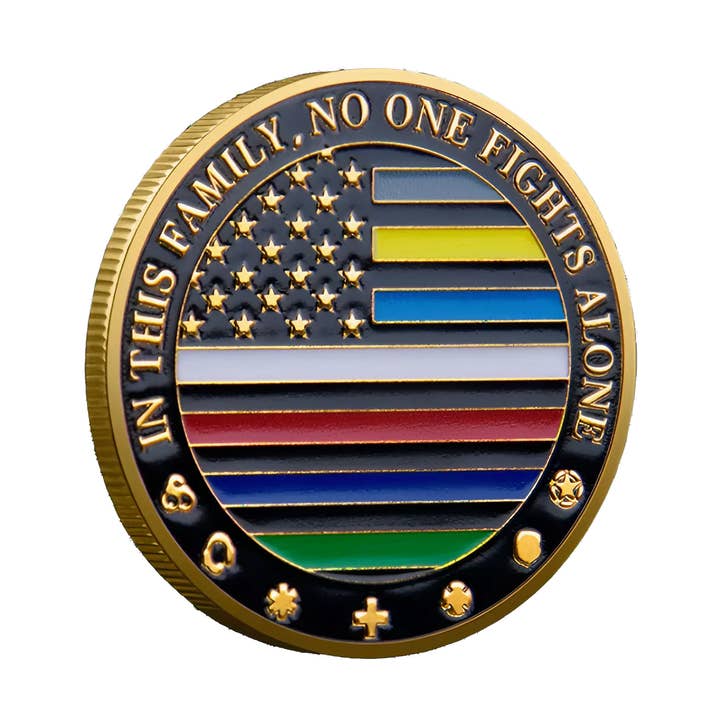 Blinkee.com, LLC - Wholesale Keepsake Coin/Token - First Responders Military Thin Line Values Challenge Gold Pl0
