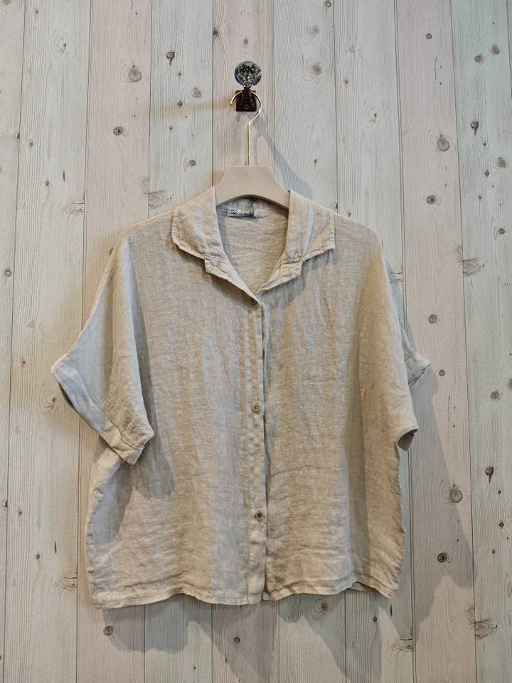 Linen & More - Wholesale Buttoned-down shirt – Women's - REF 83531 100% LINEN SHIRT SHORT SLEEVE1