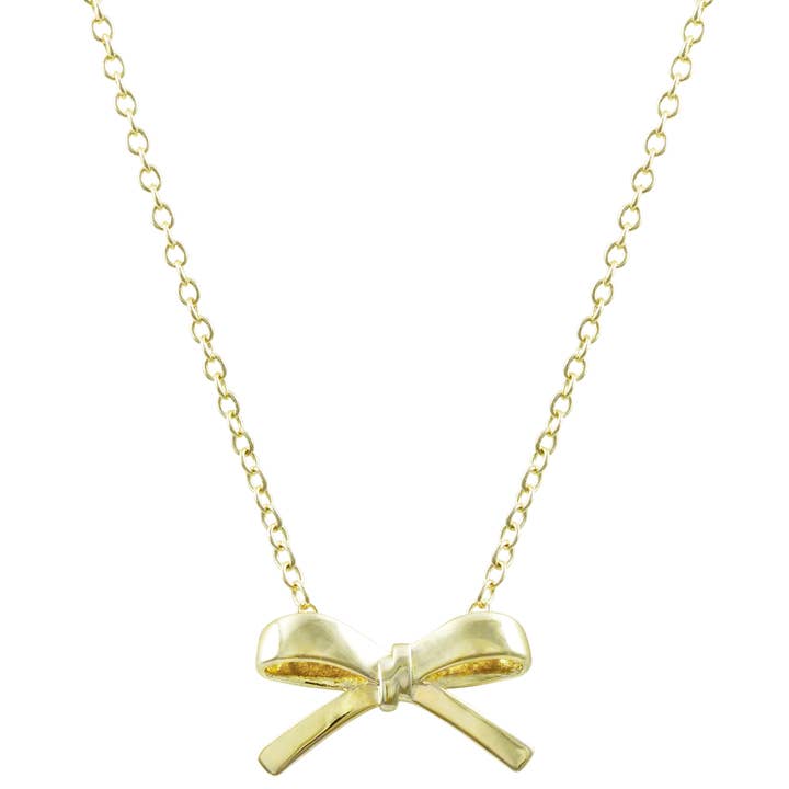 Gold Plated Brass, Small Bow Necklace for wholesale by Dlux Jewels