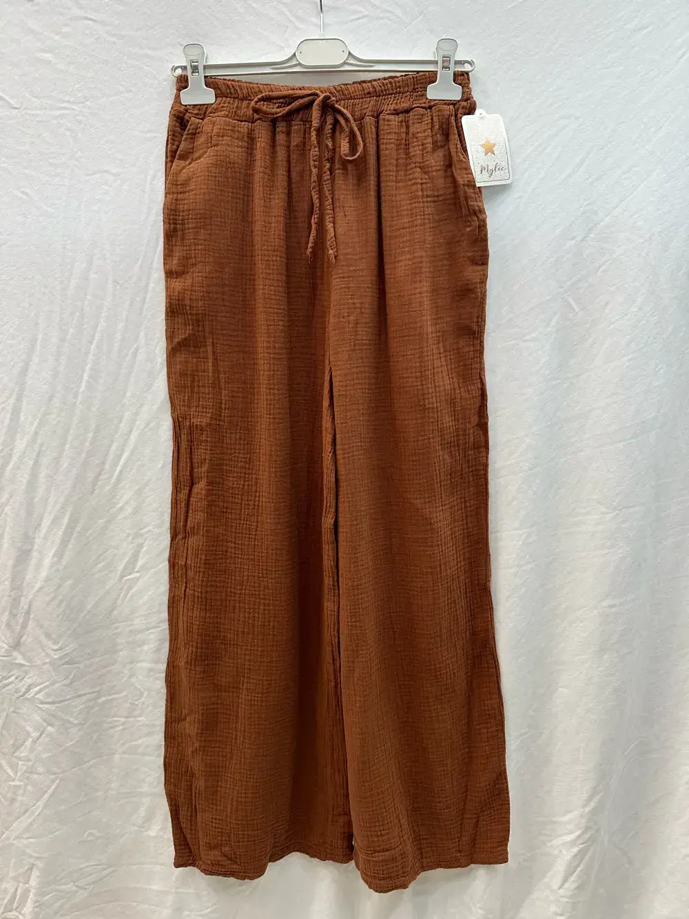 Mimi & Gogo - Wholesale Pants - Women's - Cotton gauze pants with pockets @5375_PGazePoches15