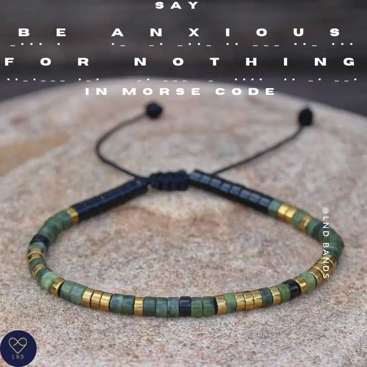 BE ANXIOUS for NOTHING Morse Code Bracelet, Motivational Inspirational bracelet, Encouragement, Adjustable Affirmation Meaningful for wholesale by LND Bands