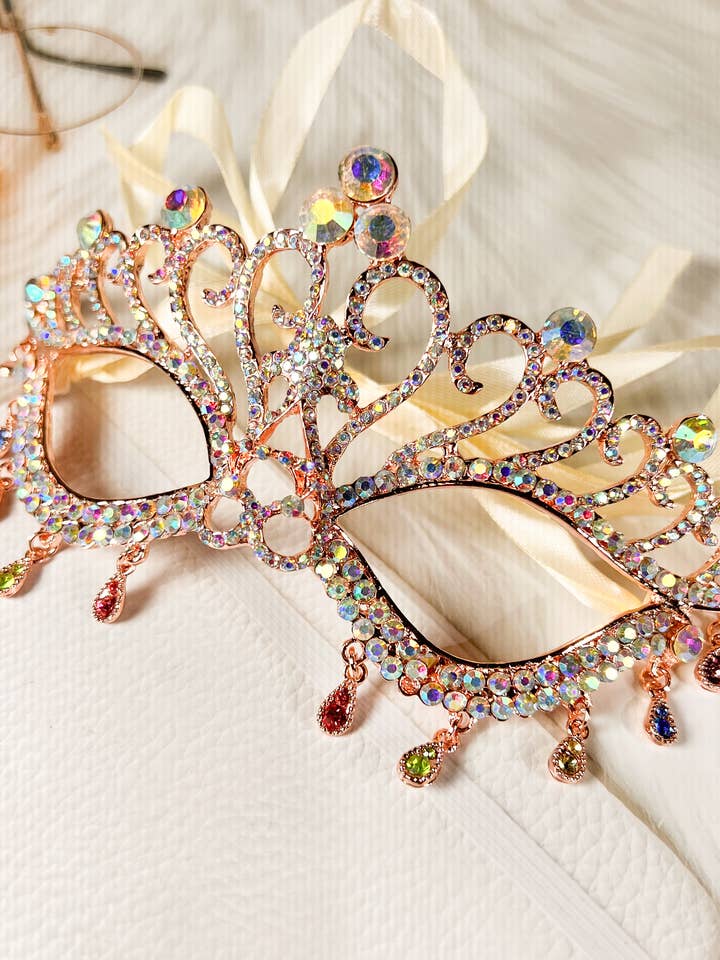 Happy Dream Gifts - Wholesale Costume – Women's - Venetian Masquerade Mask, Rainbow Teardrop Mardi Gras Mask2