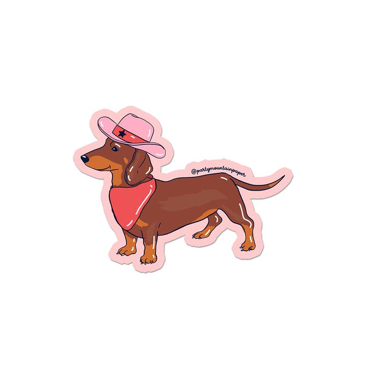 Party Mountain Paper co. - Wholesale Phone & Laptop Stickers - Weenie Dog Cowboy Sticker3