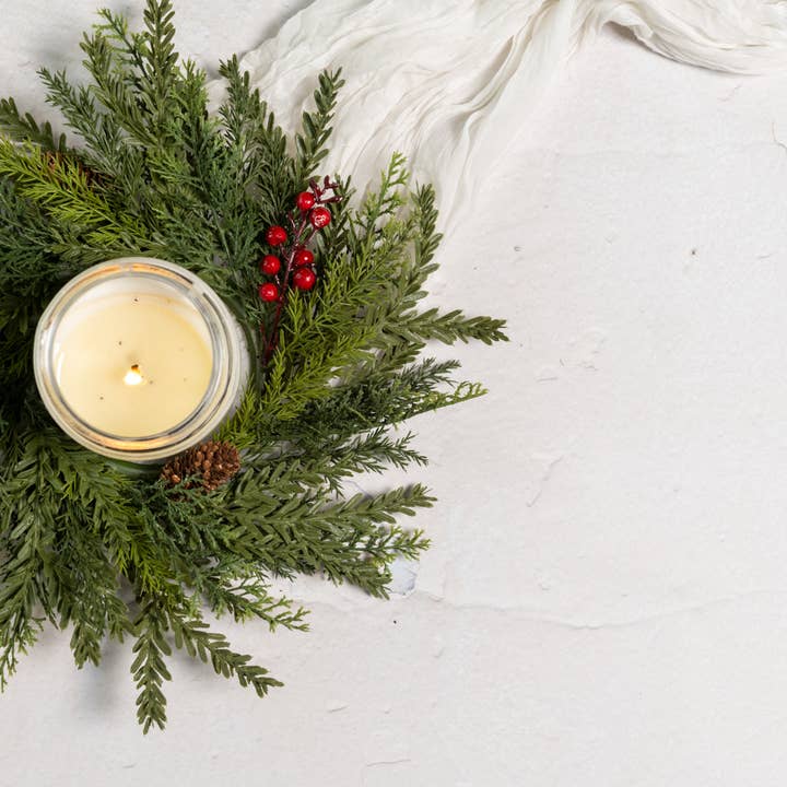 14" HEMLOCK & CEDAR CANDLE RING for wholesale by Ragon House