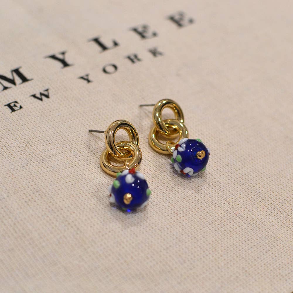 StarryNYC – Großhandel Ohrhänger – Ohrhänger in Kugelform aus Murano-Glas mit elegantem Muster15