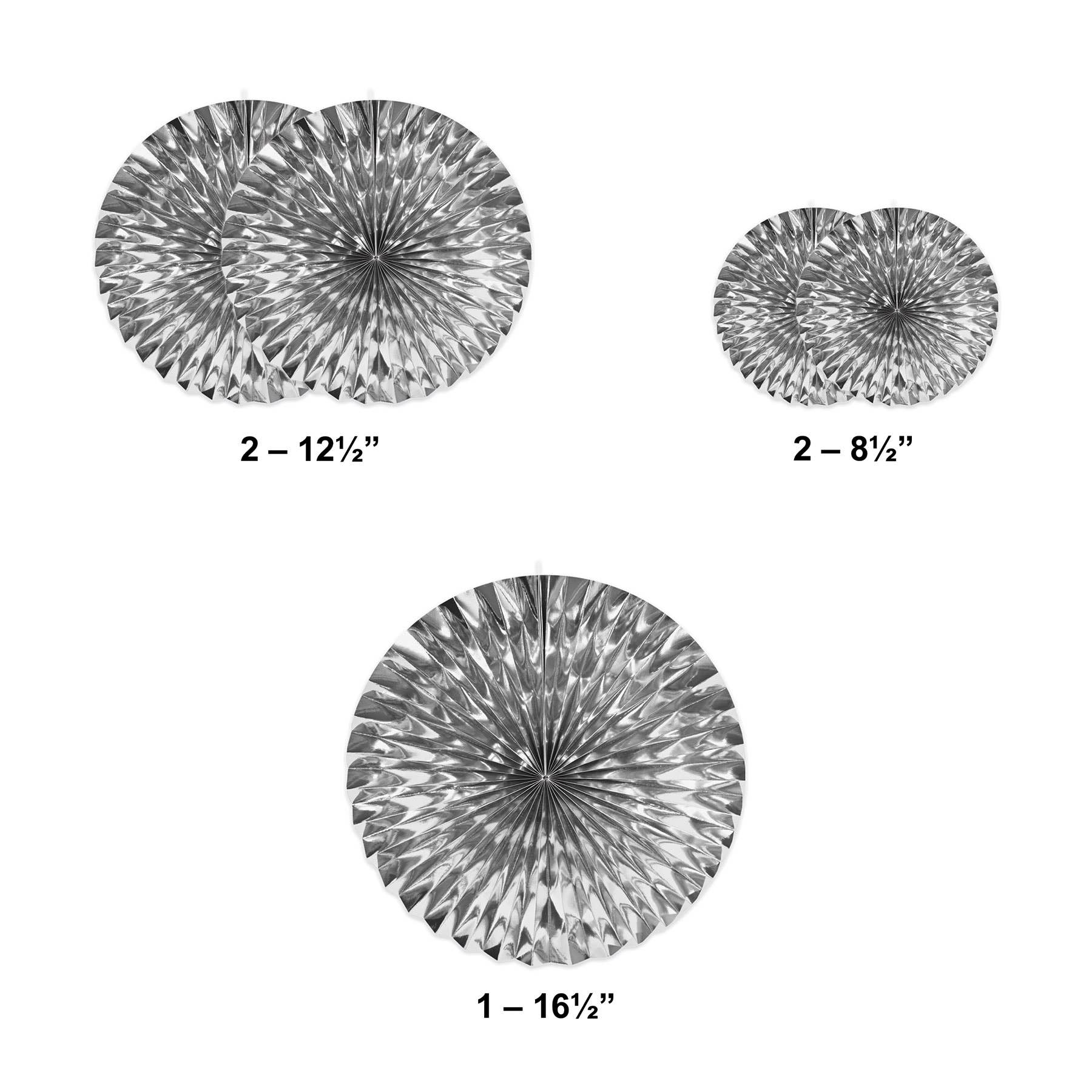 Beistle - Wholesale Party/Paper Folding Fan - Silver Metallic Fans, 5 per package4
