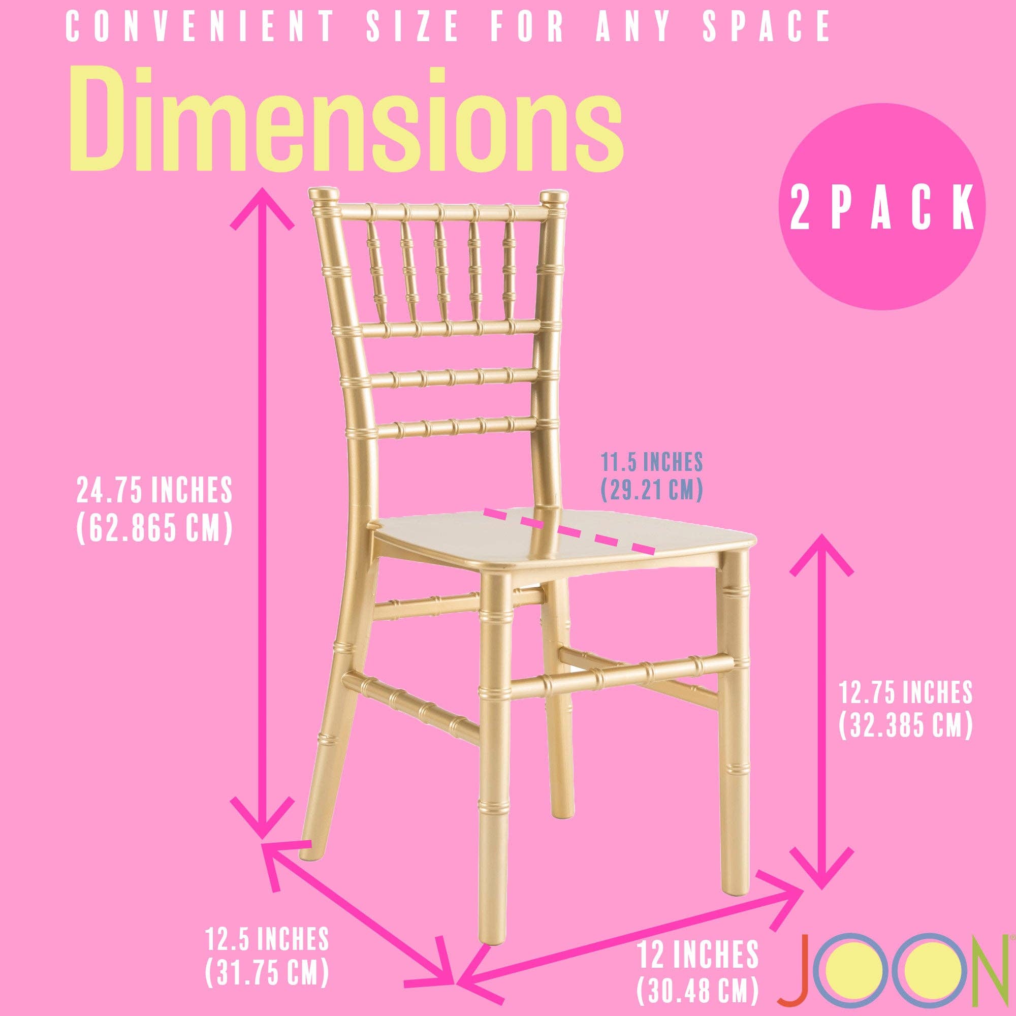 ShopBobbys - Wholesale Chair - Kids - JOON 2 Pack Kids Tiffany Chiavari Chairs, 25x13x14.5 Inches4