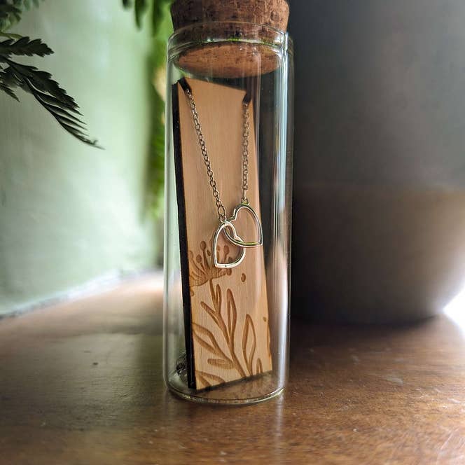 Banksia Botanicals - Wholesale Pendant/Charm Necklace - Double Heart Sterling Silver Necklace 1