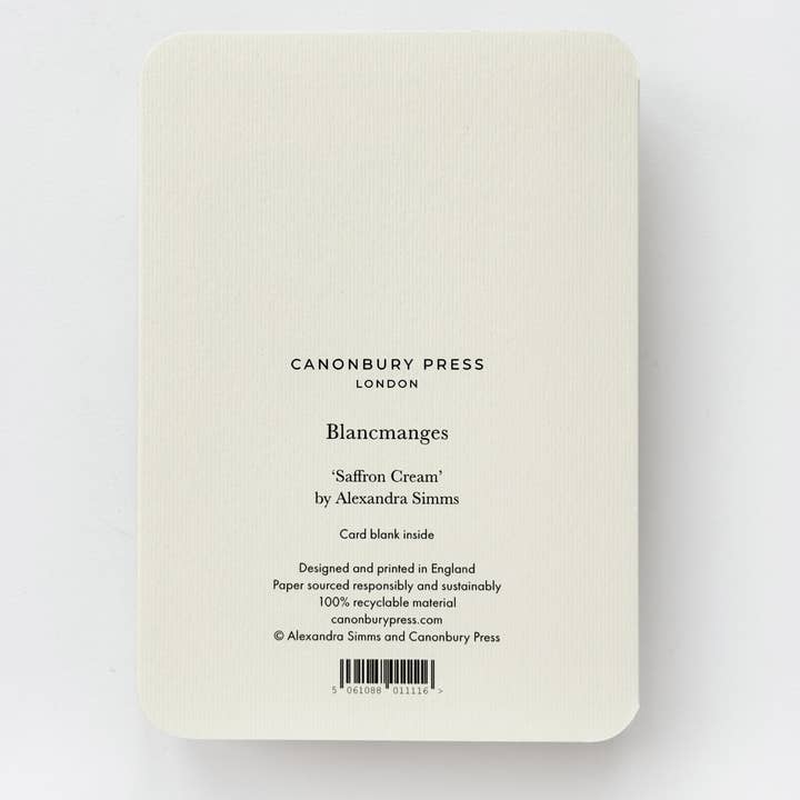Canonbury Press - Wholesale Birthday Card - Saffron Cream Blancmange Greeting Card | Birthday Card2