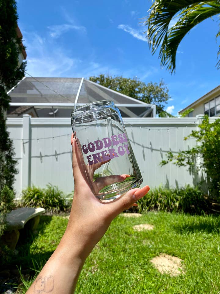 Goddess Energy Beer Can Glass for wholesale by Paulakoalaco