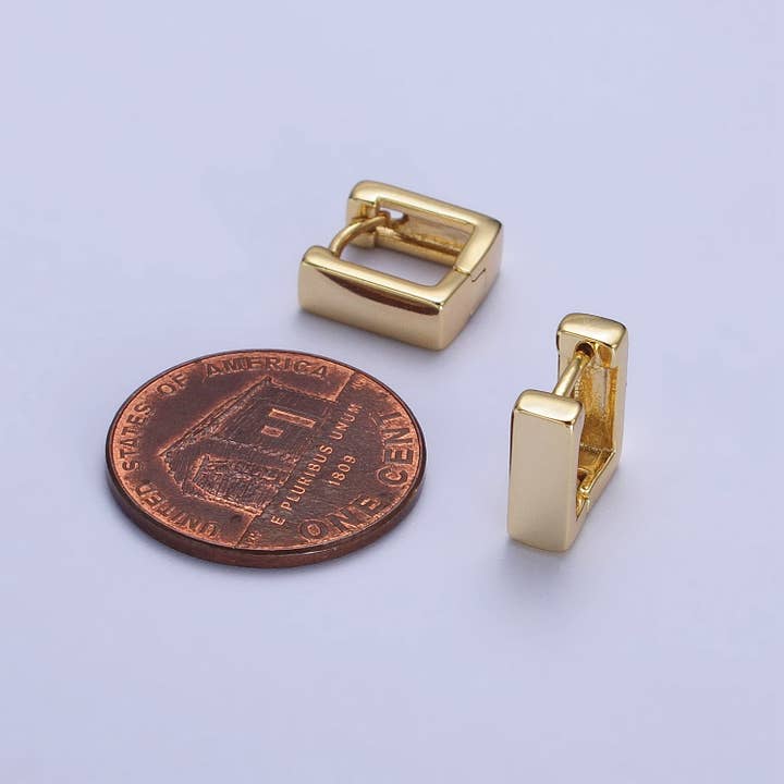 Aim Eternal - Wholesale Huggie Earrings - Gold Filled 10mm Mini Square Cartilage Huggie Hoop Earrings