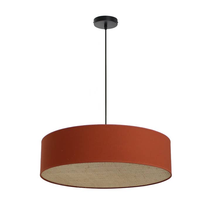 Suspension TAMBOR raphia et coton terracotta D58cm pour la vente par SEYNAVE