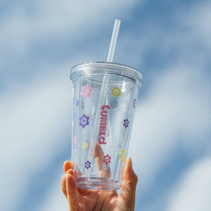 Daily Hydration Insulated Tumbler/ Coffee Cup - Clear Floral for wholesale on Faire0