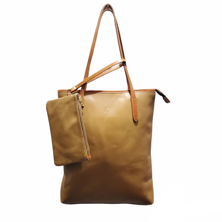 Pamela Tote with Pouch - Tall for wholesale by Designs By THOR Leather Goods